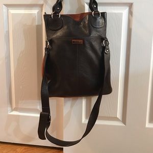 Genuine leather fold over crossbody bag